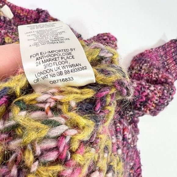 Moth Sweater Womens Medium Wool Mohair Chunky Knit Multicolor Rainbow cabin cozy - Picture 8 of 10